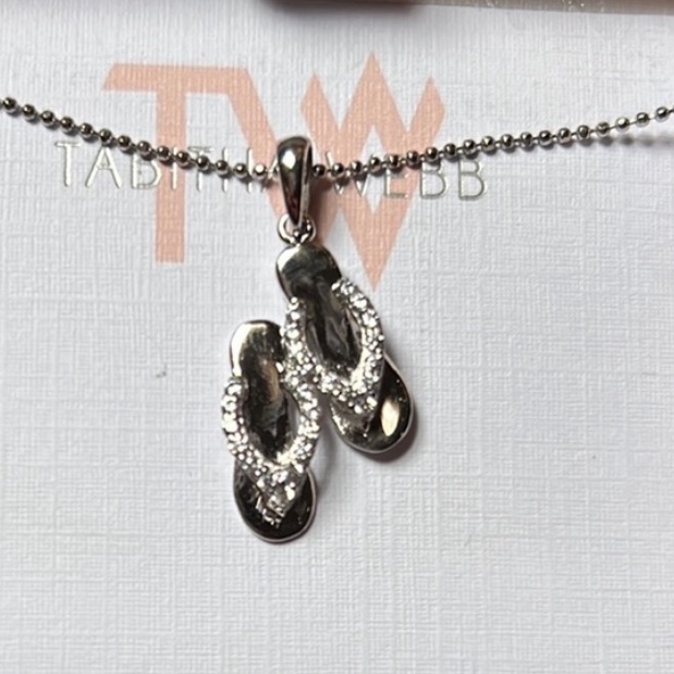 Tabitha Webb Sterling Silver Flip Flop Necklace New In Box